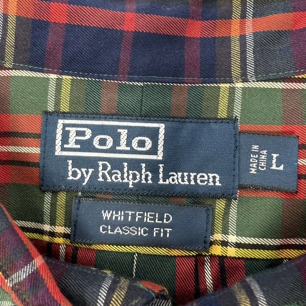 Polo Ralph Lauren Whitfield‎ Classic Shirt Plaid Mens Large Blue Red Green Plaid